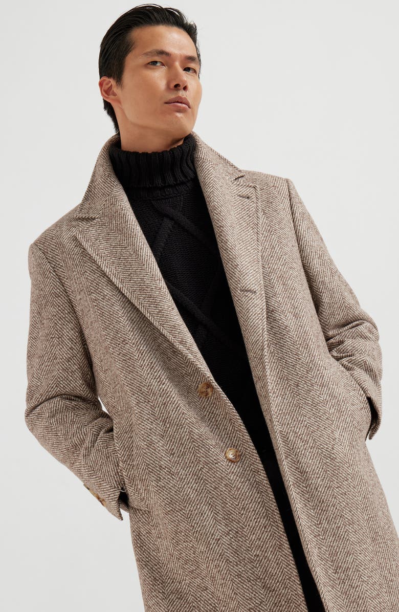 Brunello Cucinelli Chevron coat, Alternate, color, Light Brown