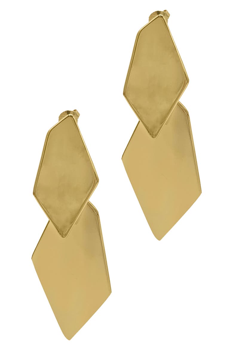 Geometic Double Drop Earrings, Main, color, YELLOW