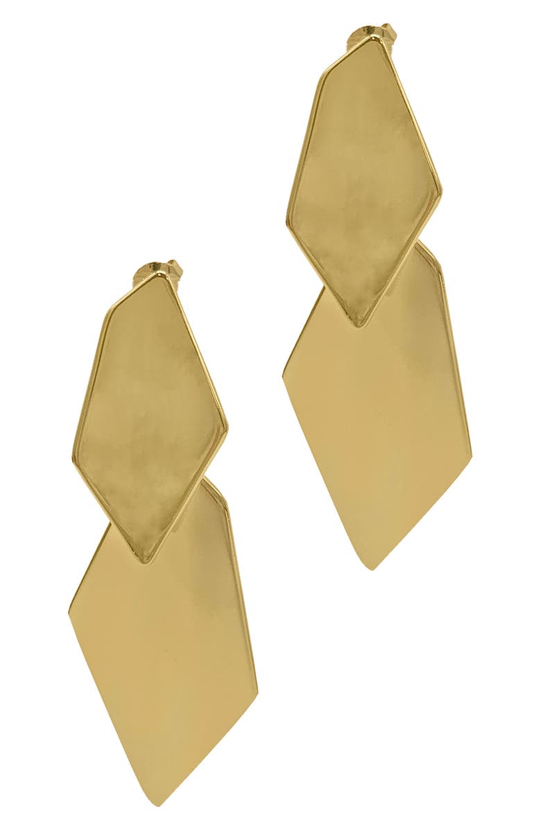 Adornia Geometic Double Drop Earrings, Main, color, Yellow