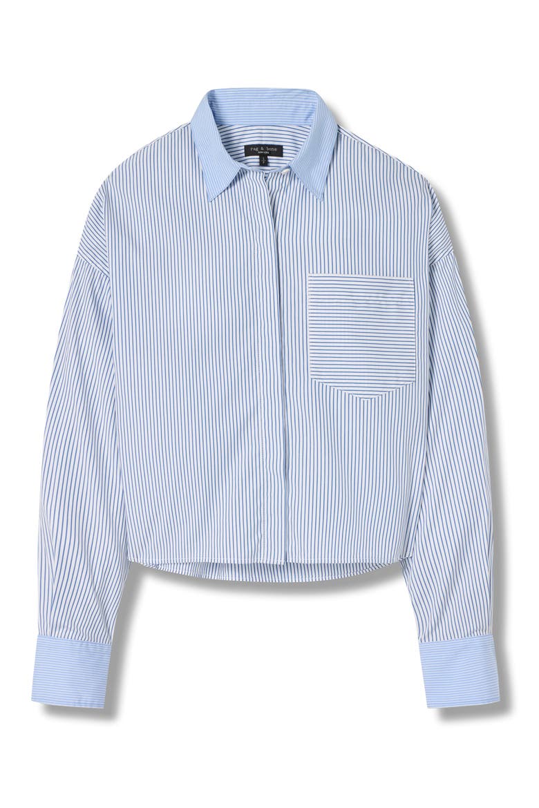 Marin Striped Cropped Cotton Shirt, Alternate, color, BLUE MULTI STRIPE