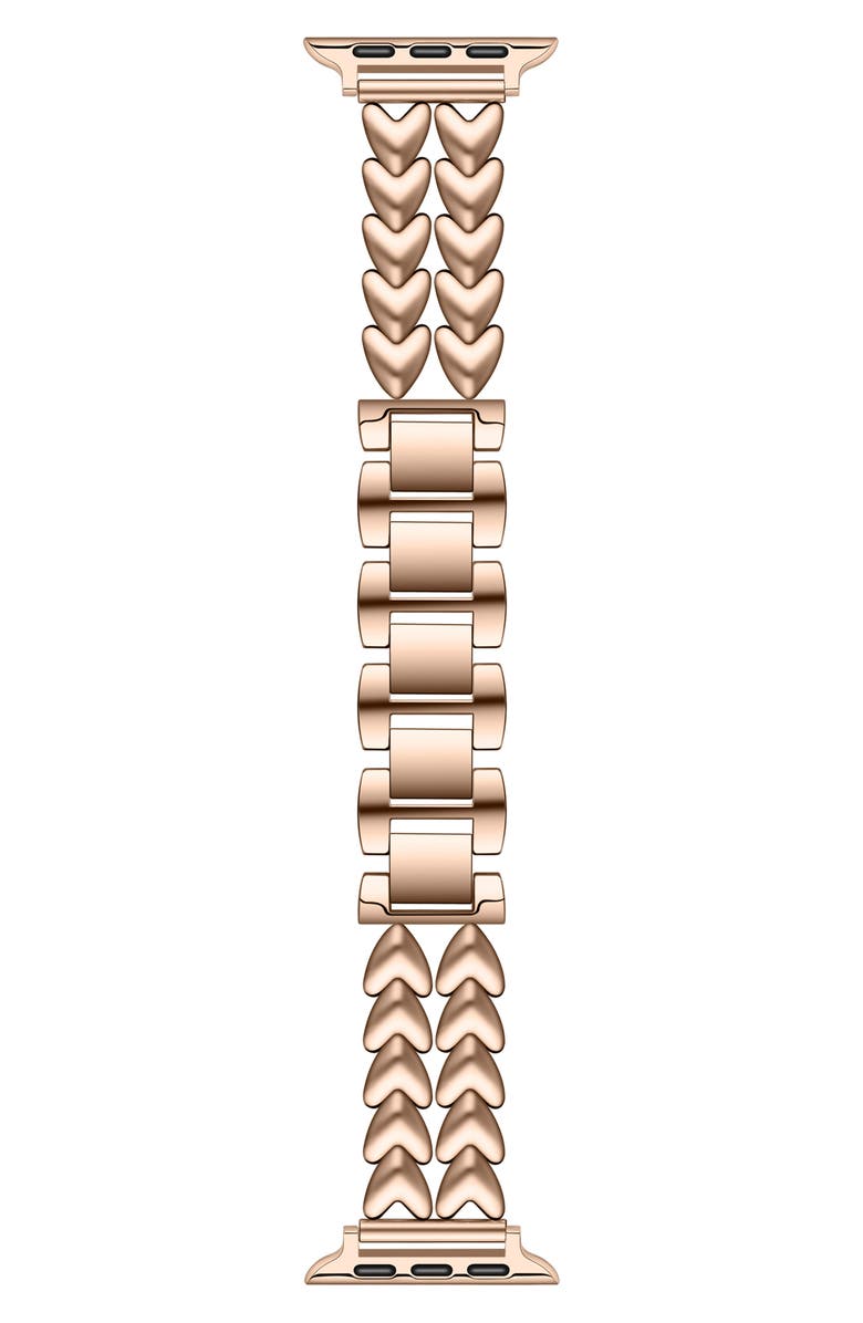 Posh Tech Crush Steel Hearts Apple Watch<sup>®</sup> Bracelet Watchband, Main, color, Rose Gold