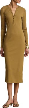 Lauren Ralph Lauren Long Sleeve Henley Midi Dress