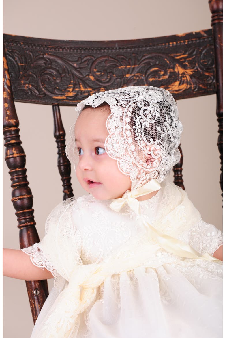 Christening Gown, Shawl, Slip & Bonnet Set, Alternate, color, IVORY