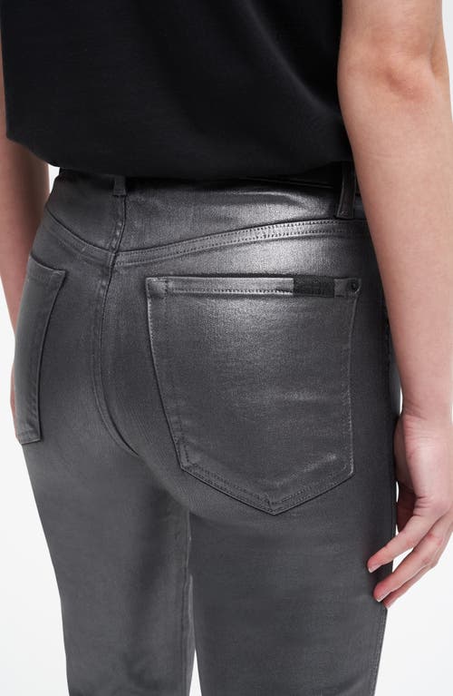 7 For All Mankind Womens High Waist Metallic Straight Leg Jeans In Coated Pewter