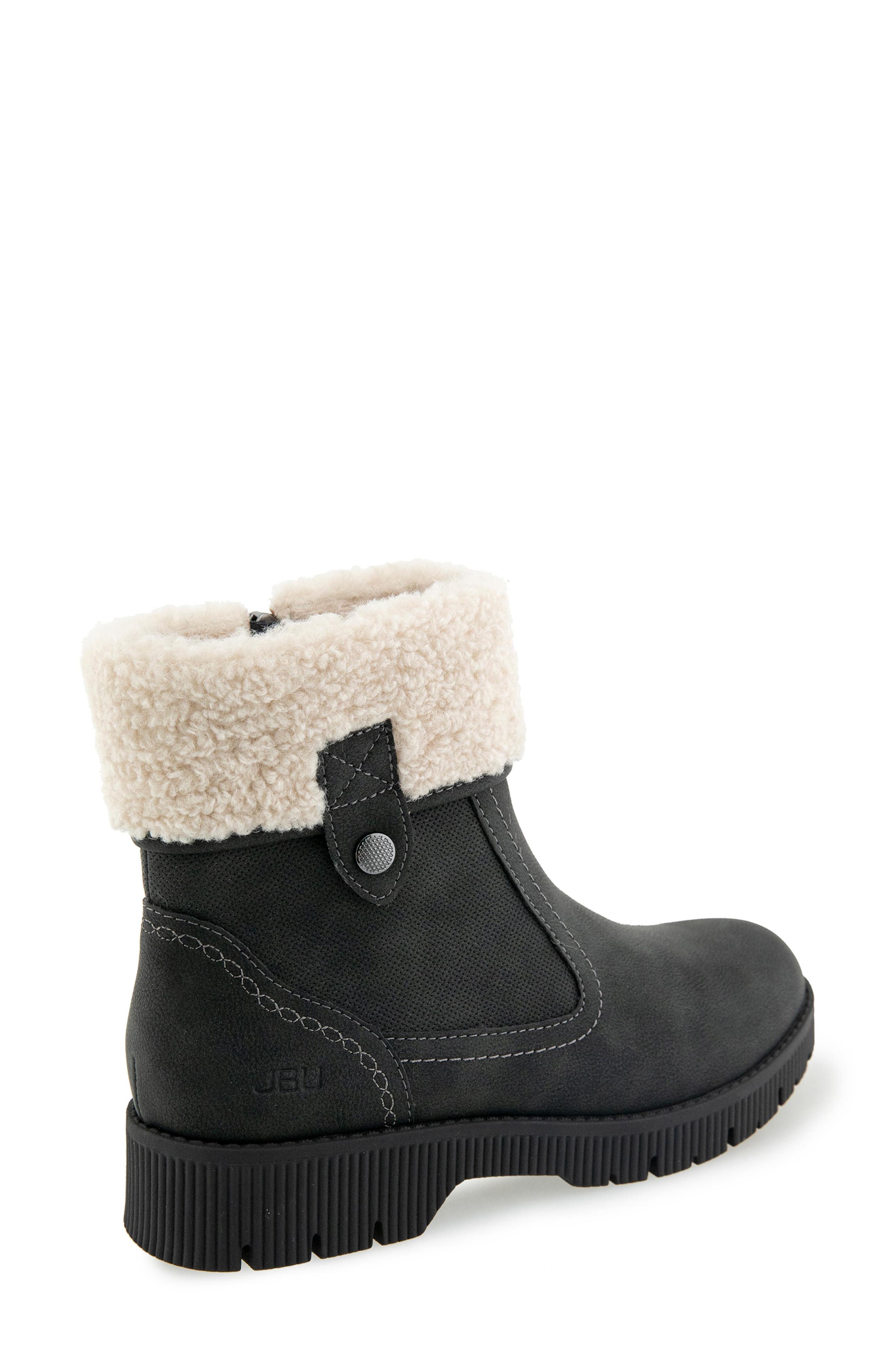 Alexia Water Resistant Bootie with Faux Shearling Trim, Alternate, color, BLACK
