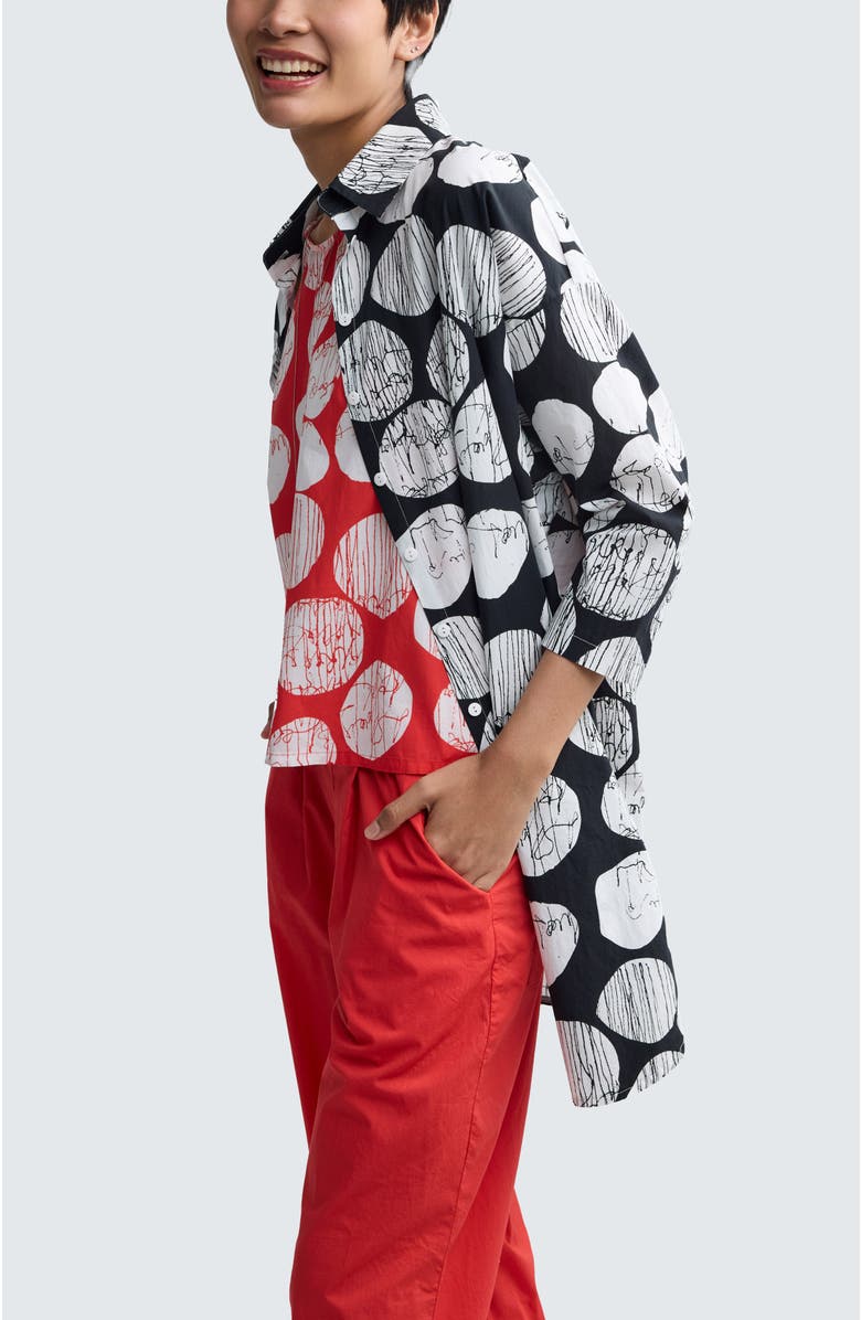 LUUKAA Niva Printed Poplin Shirt-Tunic, Alternate, color, Black Print