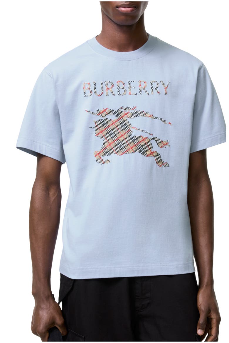 Cross Stitch Knight Cotton T-shirt, Main, color, Sunbleached blue