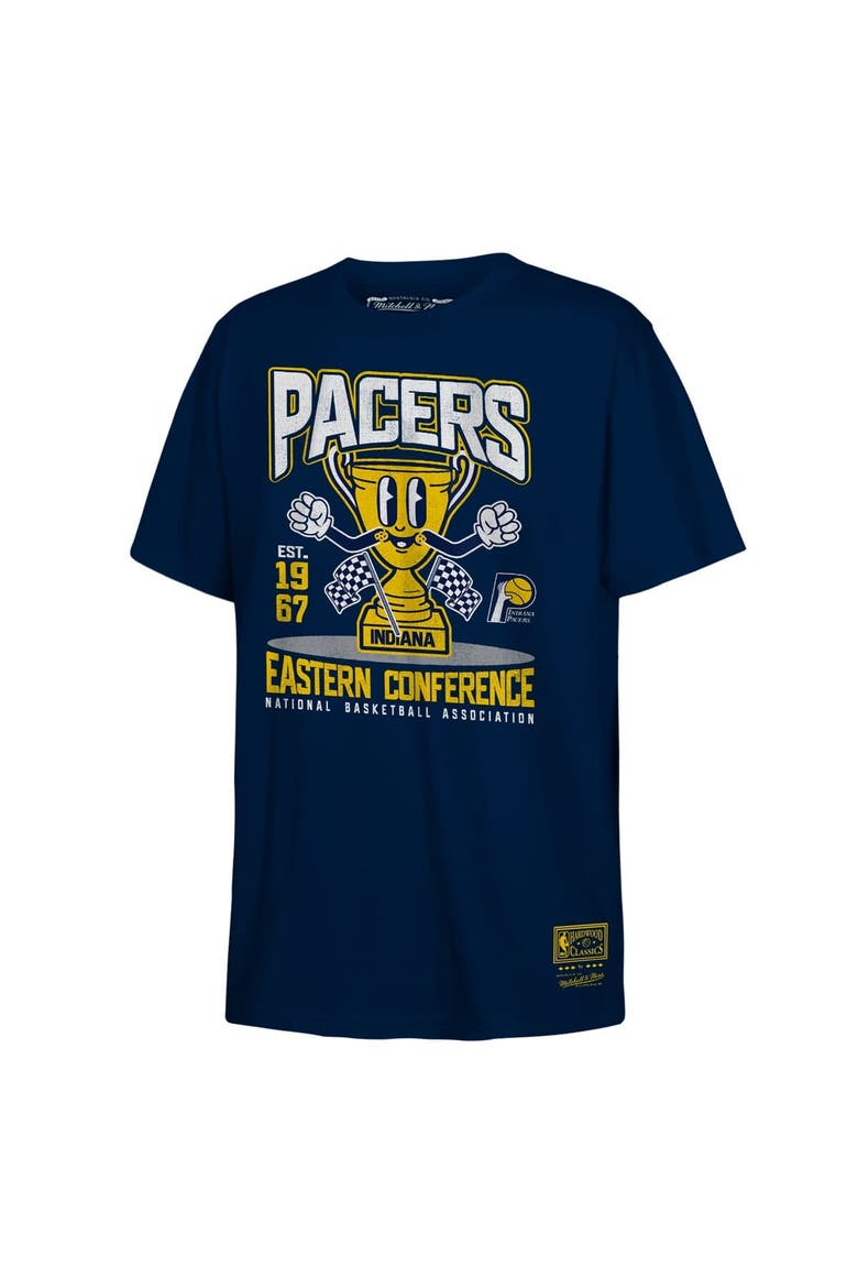 Youth Mitchell & Ness Navy Indiana Pacers Retro Mascot Script T-Shirt, Alternate, color, Navy