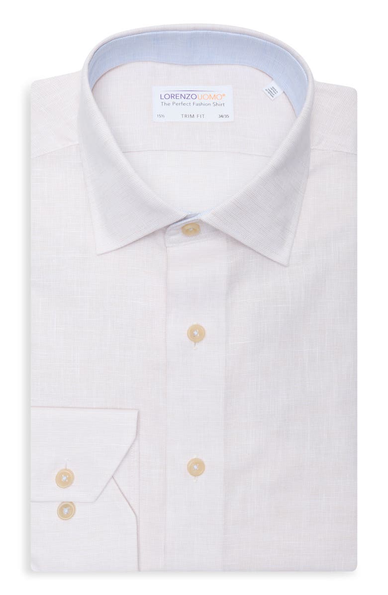 Lorenzo Uomo Trim Fit Cotton Dress Shirt, Main, color, Sand