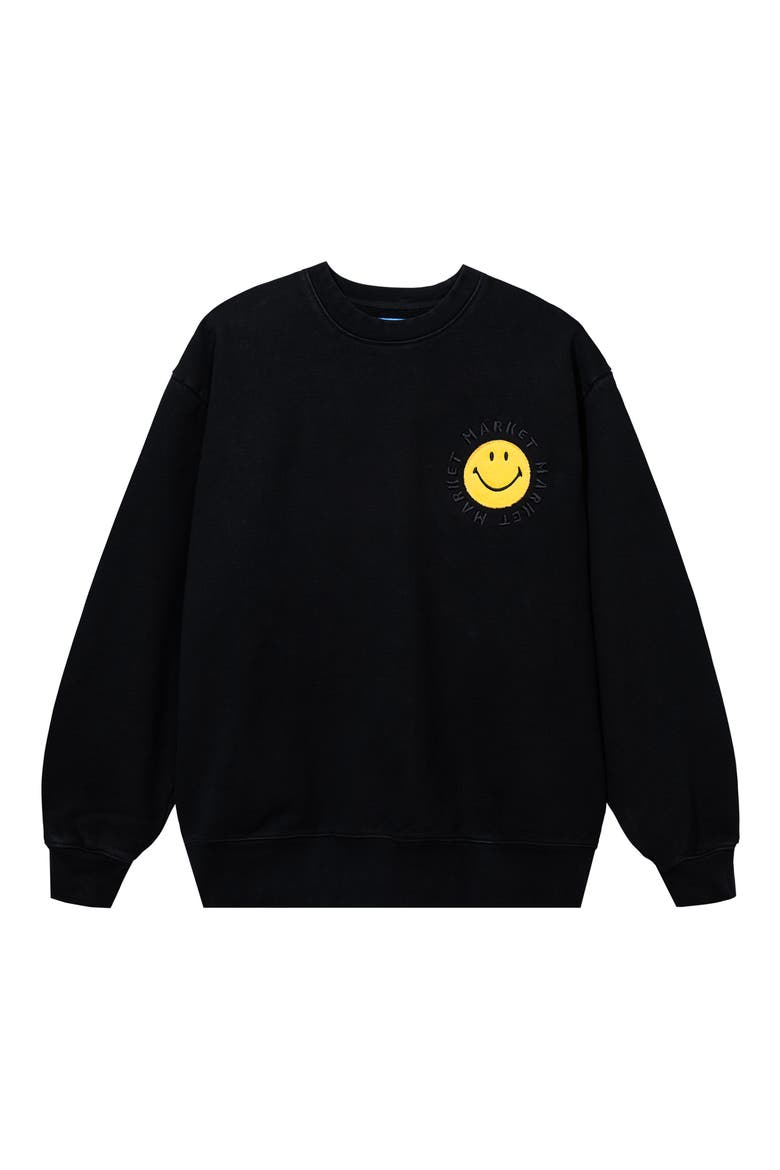SMILEY® Vintage Wash Sweatshirt, Main, color, WASHED BLACK