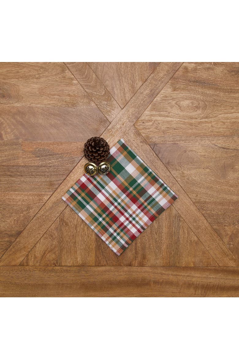 Alpine Plaid Cozy Fall Set of 6 Cloth Napkins, Alternate, color, Red