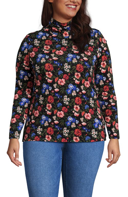 Lands' End Lightweight Jersey Skimming Long Sleeve Turtleneck In Multi