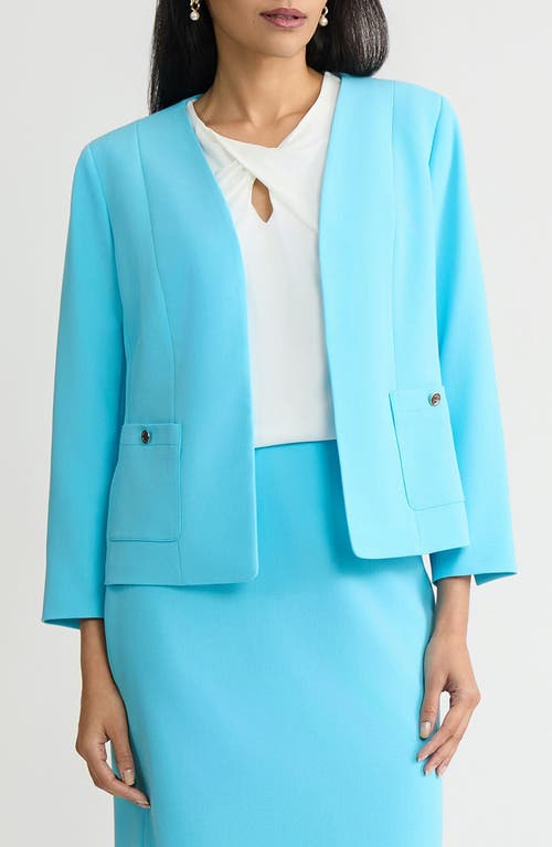 Kasper Stretch Crepe Open Front Blazer In Blue