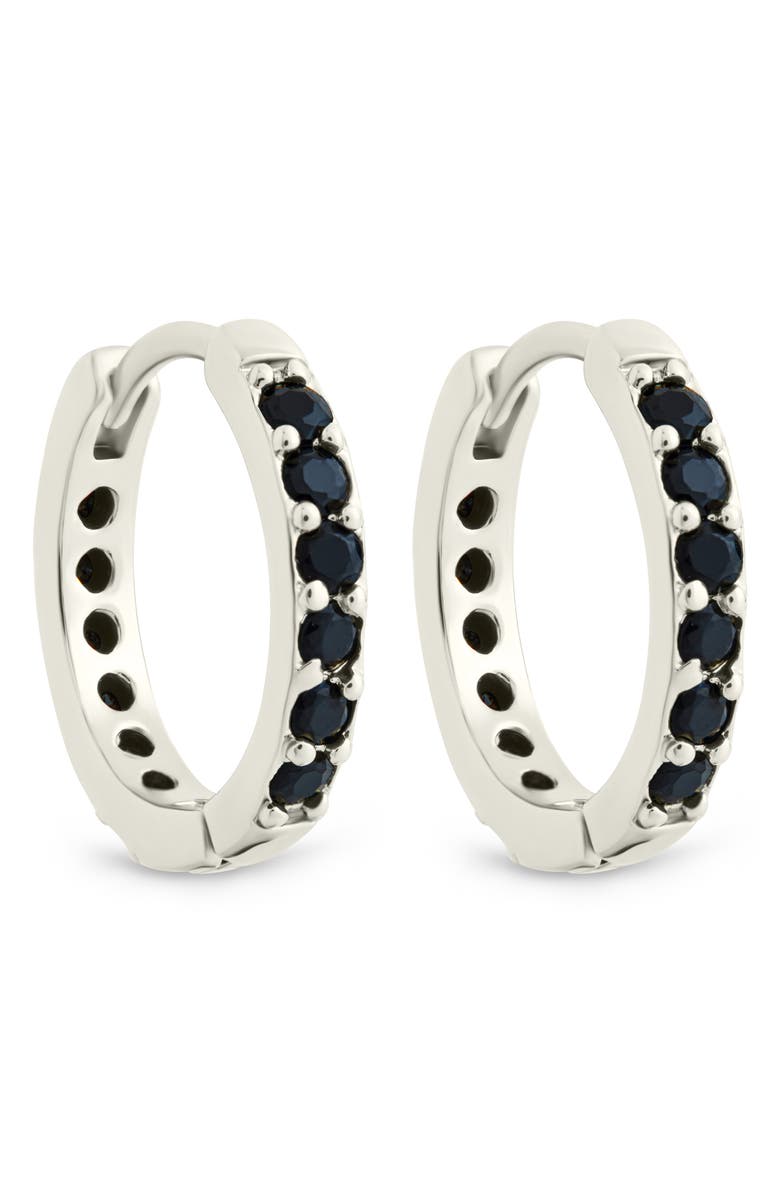 Sterling Forever Zadie CZ Everyday Hoop Earrings, Main, color, Silver/Black