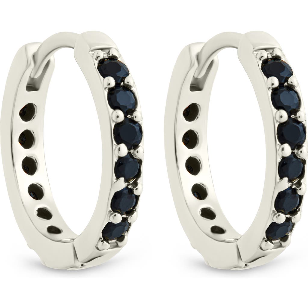 Sterling Forever Zadie Cz Everyday Hoop Earrings In Silver/black