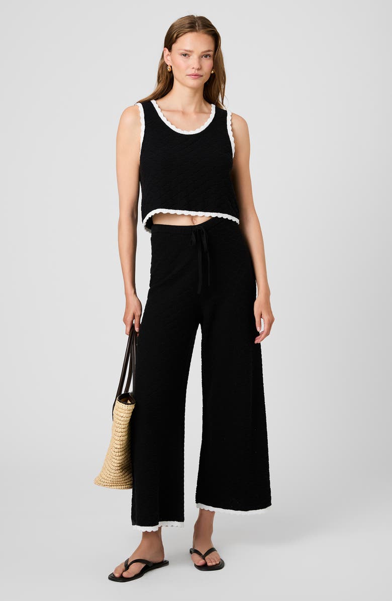 French Connection Teddy Diamond Knit Tank, Alternate, color, Black-Summer White