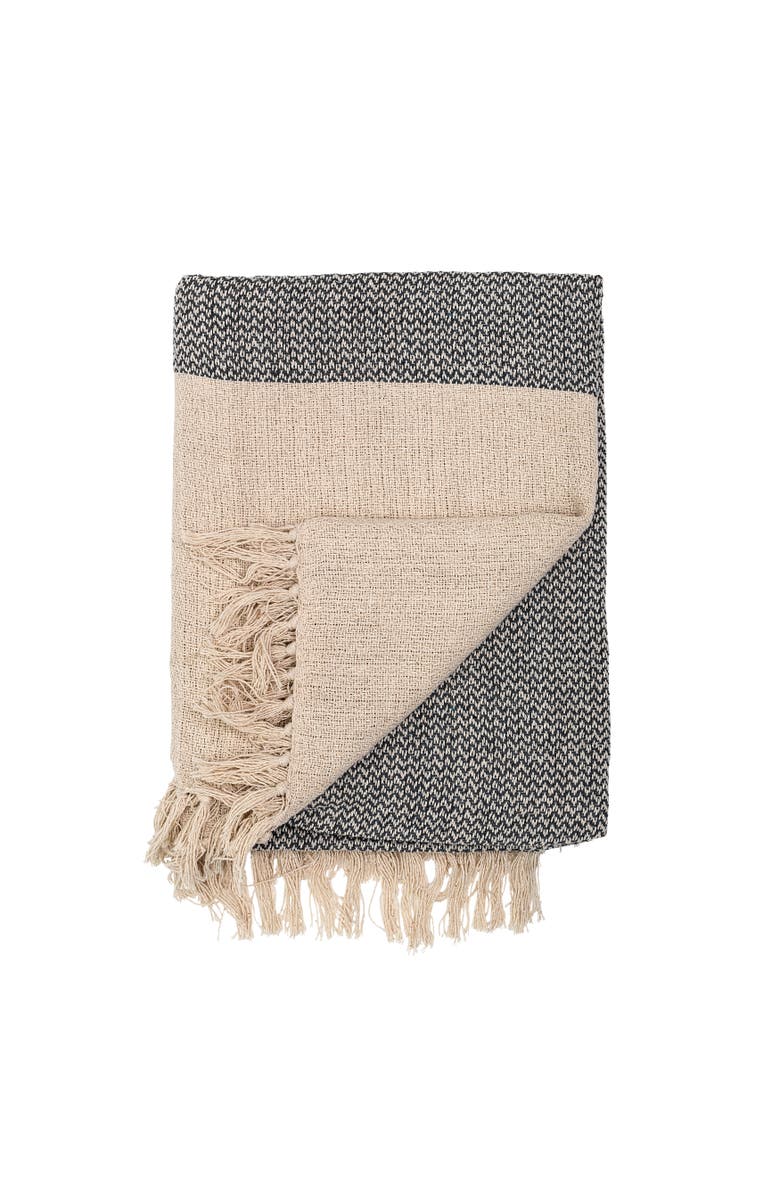 Storied Home Knit Throw with Fringe, Main, color, Grey