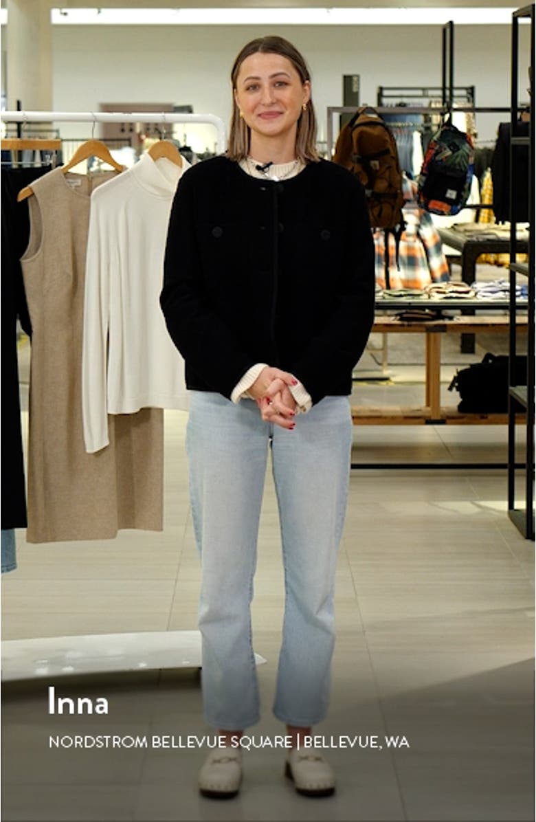 Crewneck Patch Pocket Wool Blend Crop Jacket, sales video thumbnail