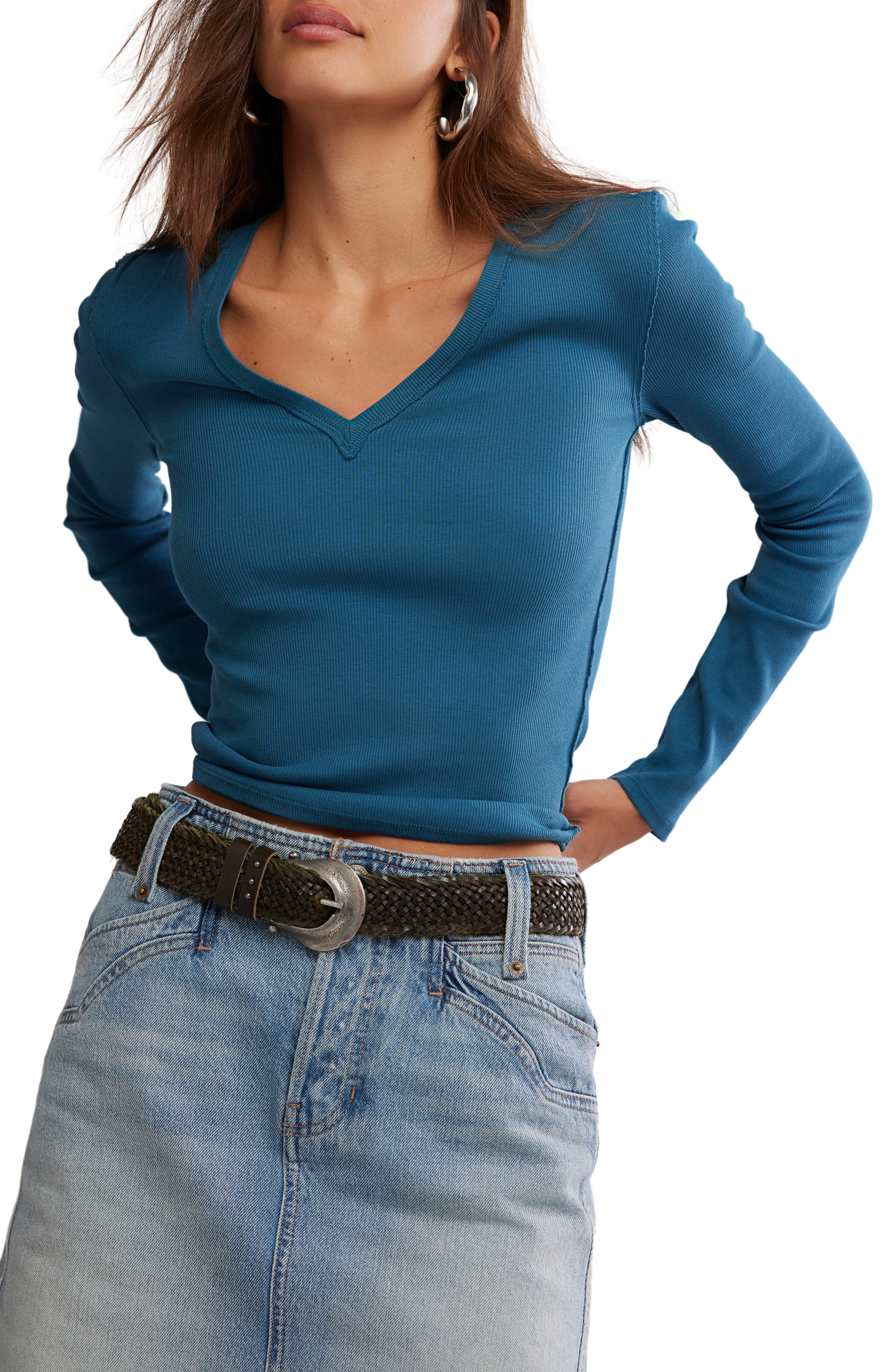 Neria Long Sleeve Stretch Cotton Crop Top - image 5
