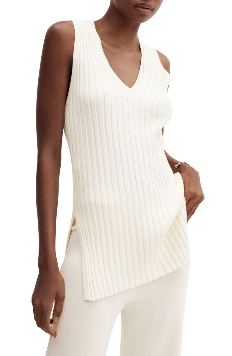 MANGO Rib V-Neck Sweater Tank, Main, color,
