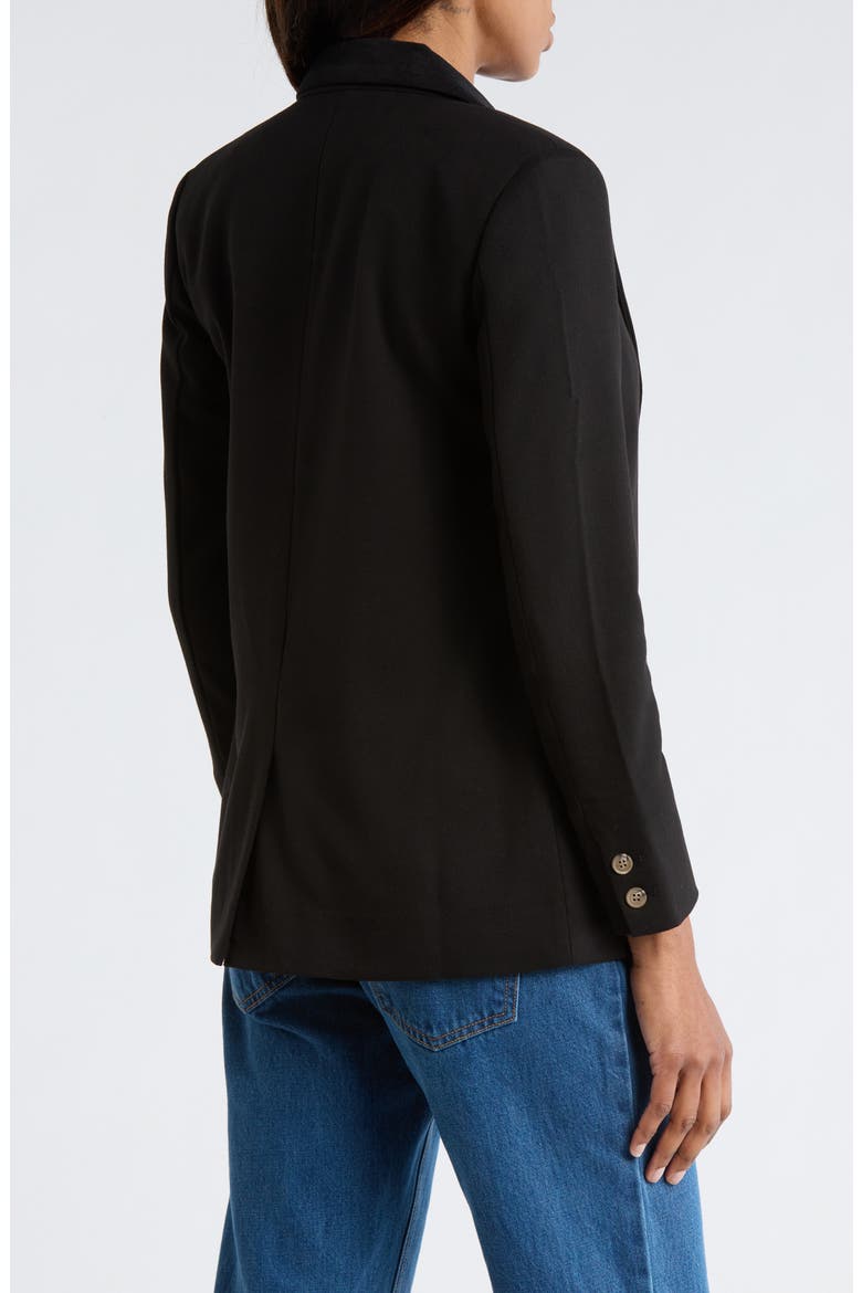 The Velvet Trim Blazer, Alternate, color, BLACK