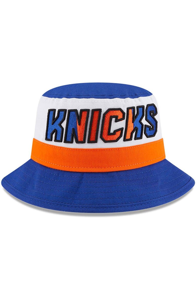 New Era Men's New Era White/Blue New York Knicks Back Half Bucket Hat, Alternate, color, 