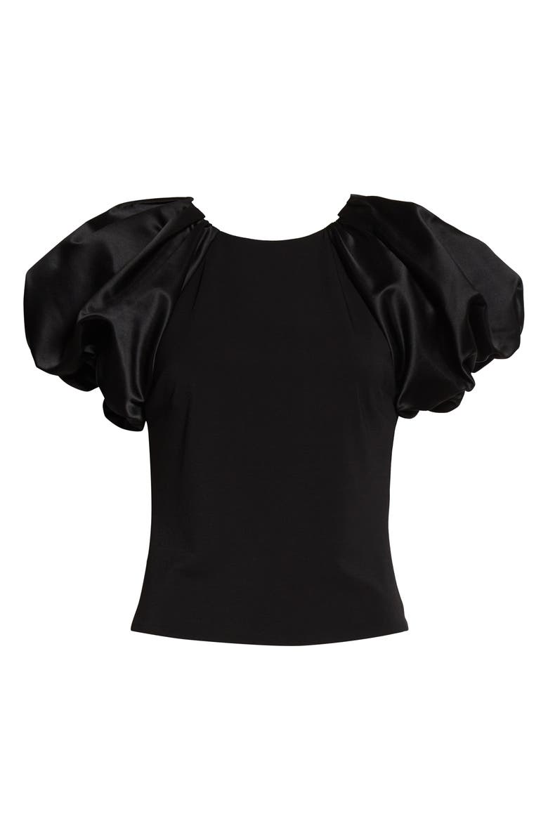 Alice + Olivia Cici Satin Puff Sleeve Top, Alternate, color, 