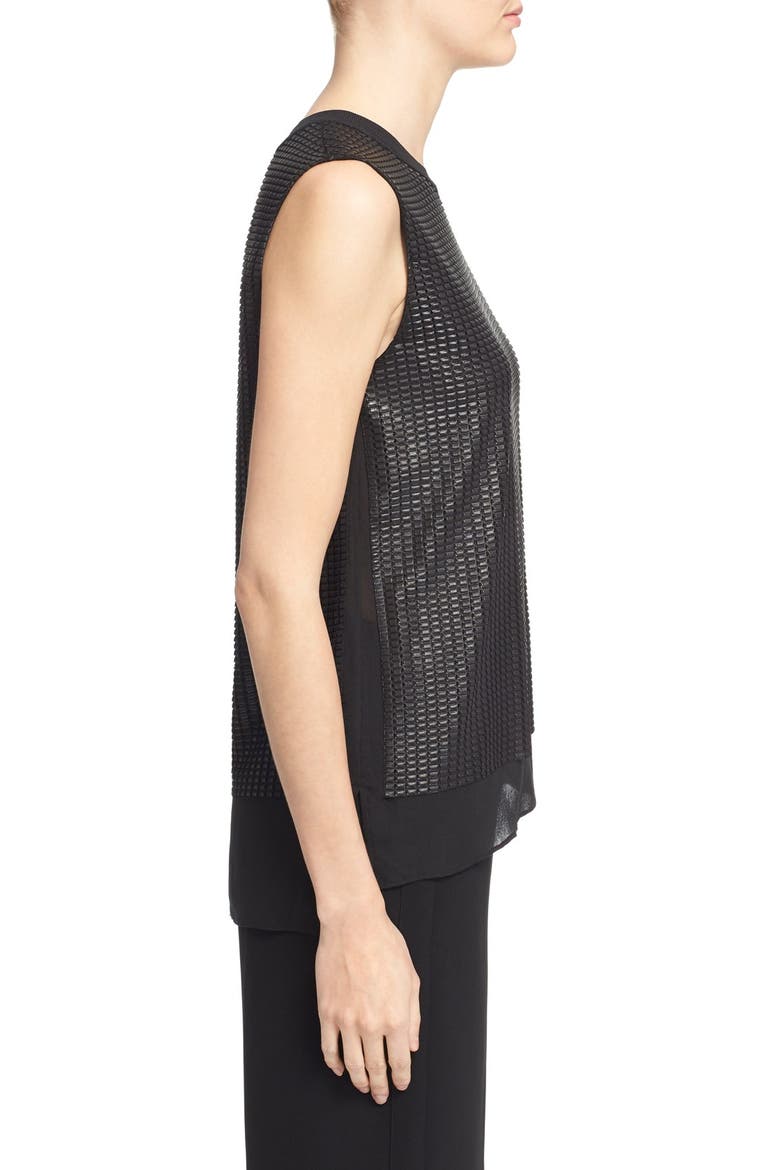 Sleeveless Mesh Overlay Blouse, Alternate, color, BLACK