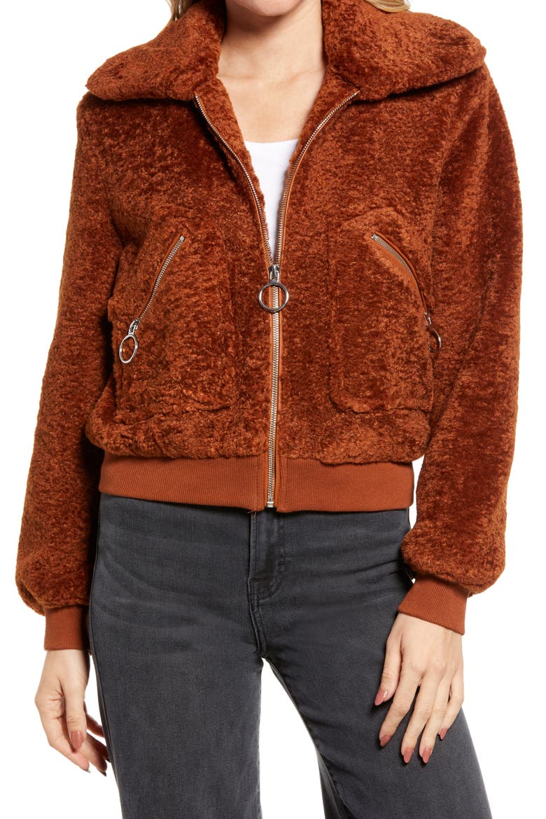 Faux Shearling Bomber Jacket, Alternate, color, LEVEL UP