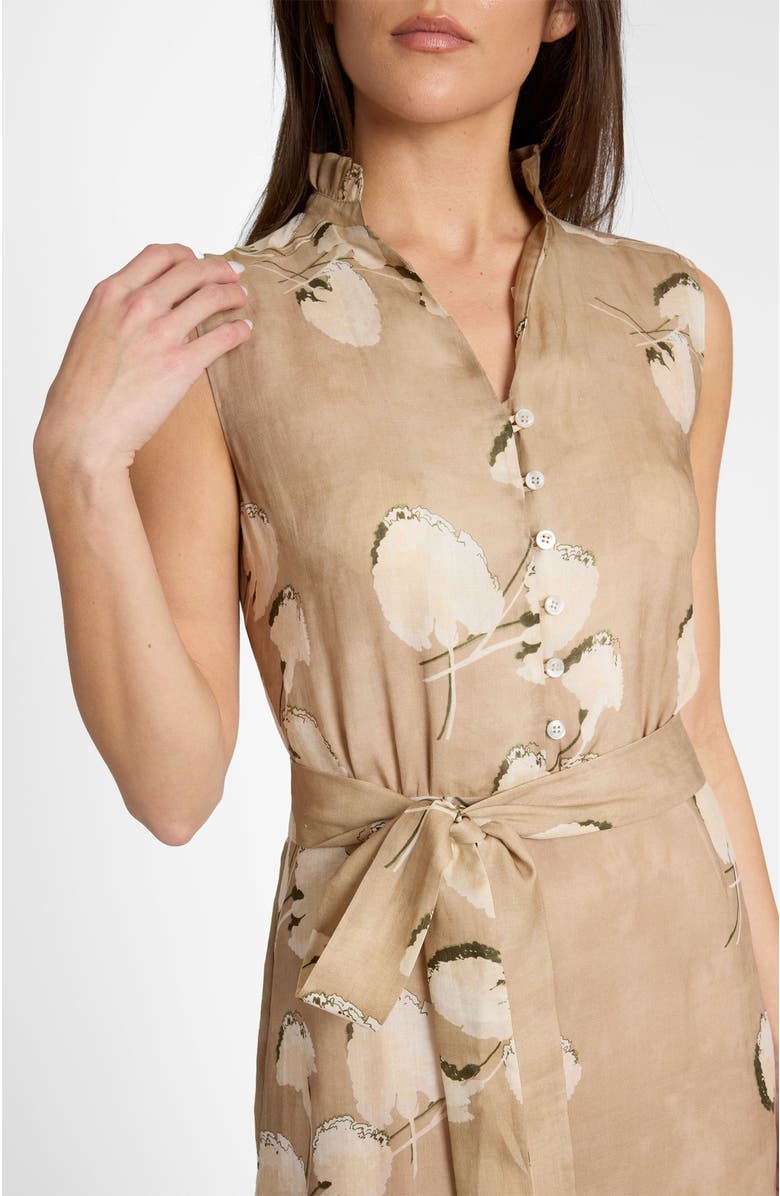 Santorelli Carson Sleeveless Hi-Lo Midi Dress in Floral Printed Voile, Alternate, color, Chai