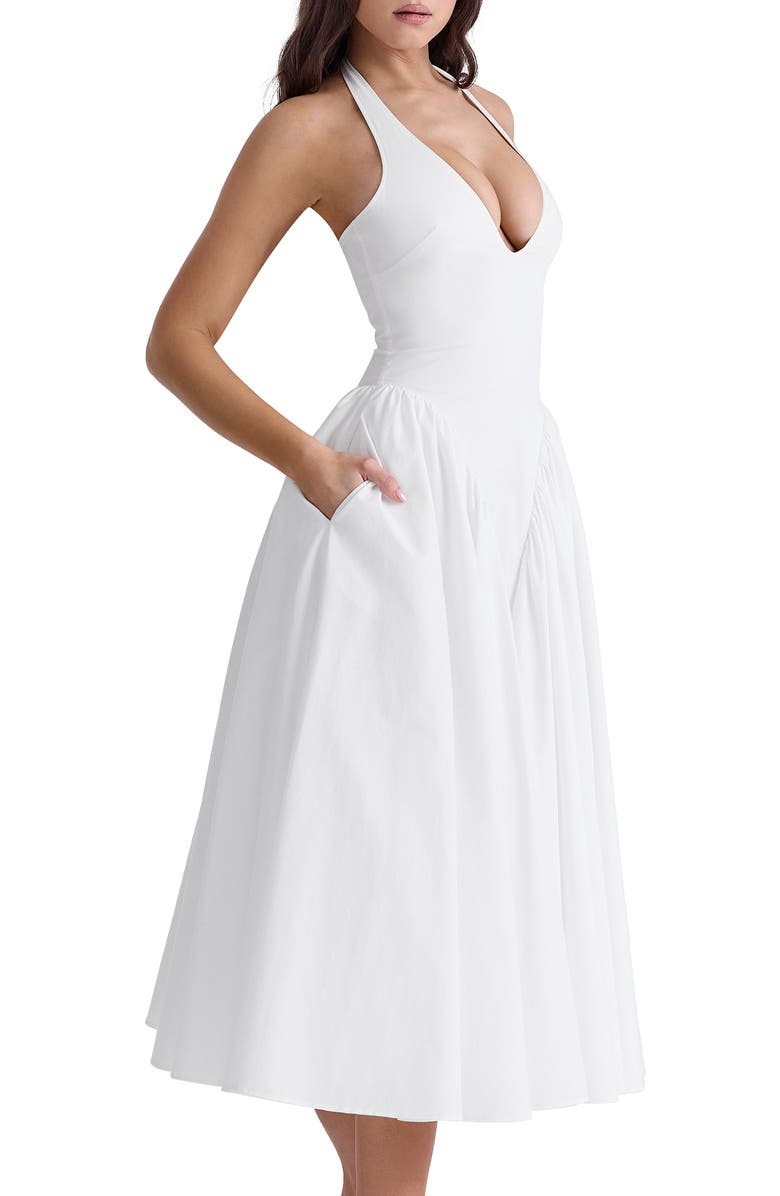 Marilyn Gingham Halter Midi Sundress