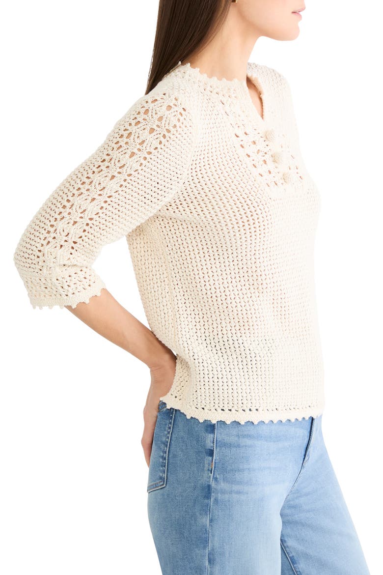 Semisheer Cotton Blend Open Stitch Sweater, Alternate, color, CLASSIC CREAM