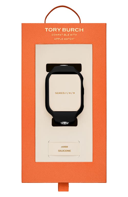 Tory Burch T Monogram Silicone Apple Watch® Watchband, 41mm In Black