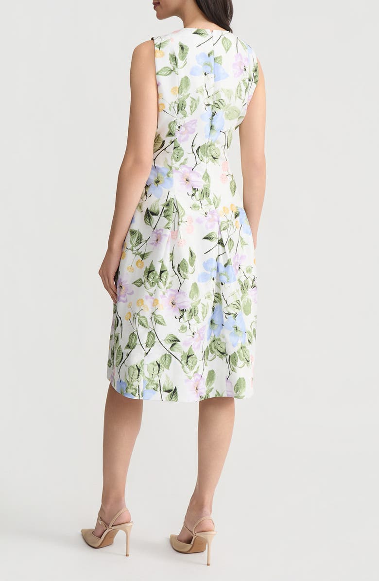 KASPER Pleated Princess Seam Sleeveless Fit & Flare Dress, Alternate, color, Lily White Multi