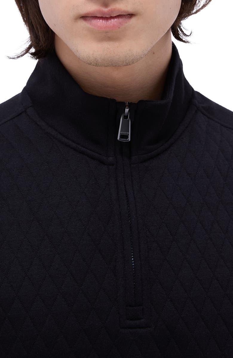 Bugatchi Quilted Quarter Zip Performance Pullover, Alternate, color, Black