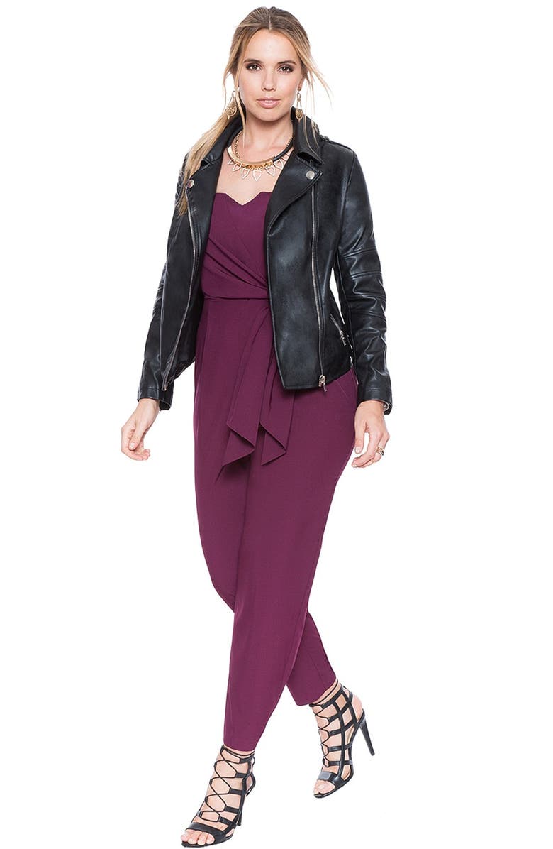 ELOQUII Faux Leather Moto Jacket, Alternate, color, 