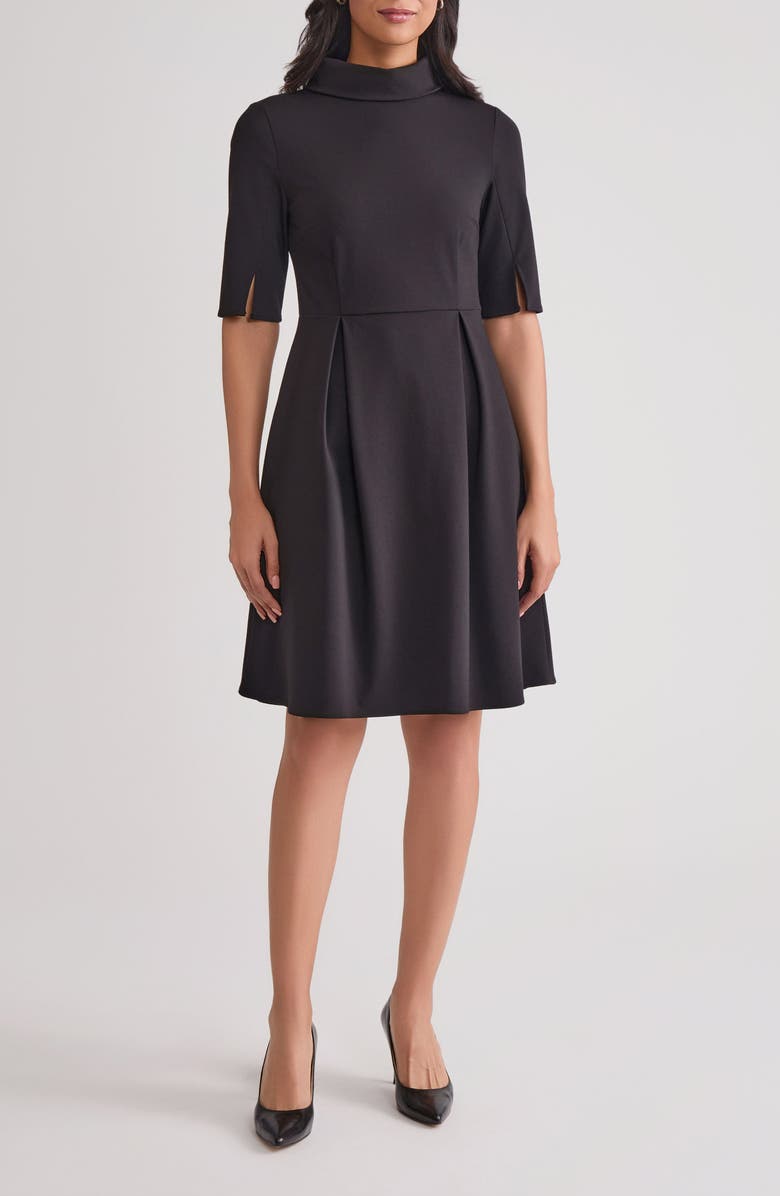 Misook Stretch Ponte Dress, Main, color, Black