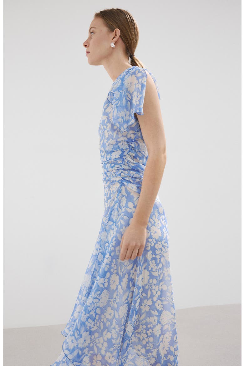 Asymmetric Floral Print Dress, Alternate, color, BLUE