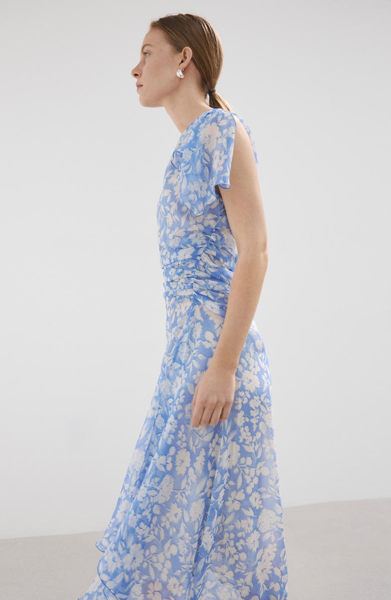 MANGO Asymmetric Floral Print Dress, Alternate, color, 