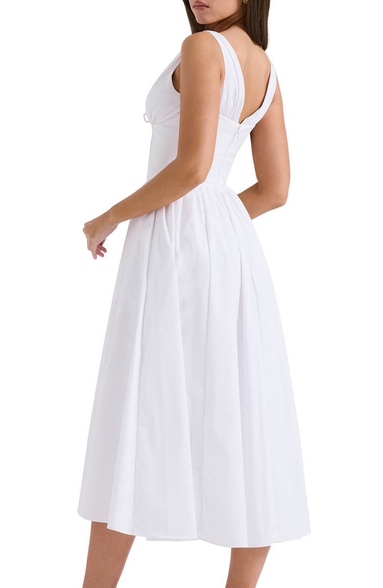 HOUSE OF CB Emmelina Sleeveless Stretch Poplin Midi Dress, Alternate, color, White