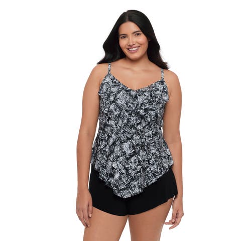 Rachel 5 Tier Ruffle Plus Size Tankini Swimsuit Top