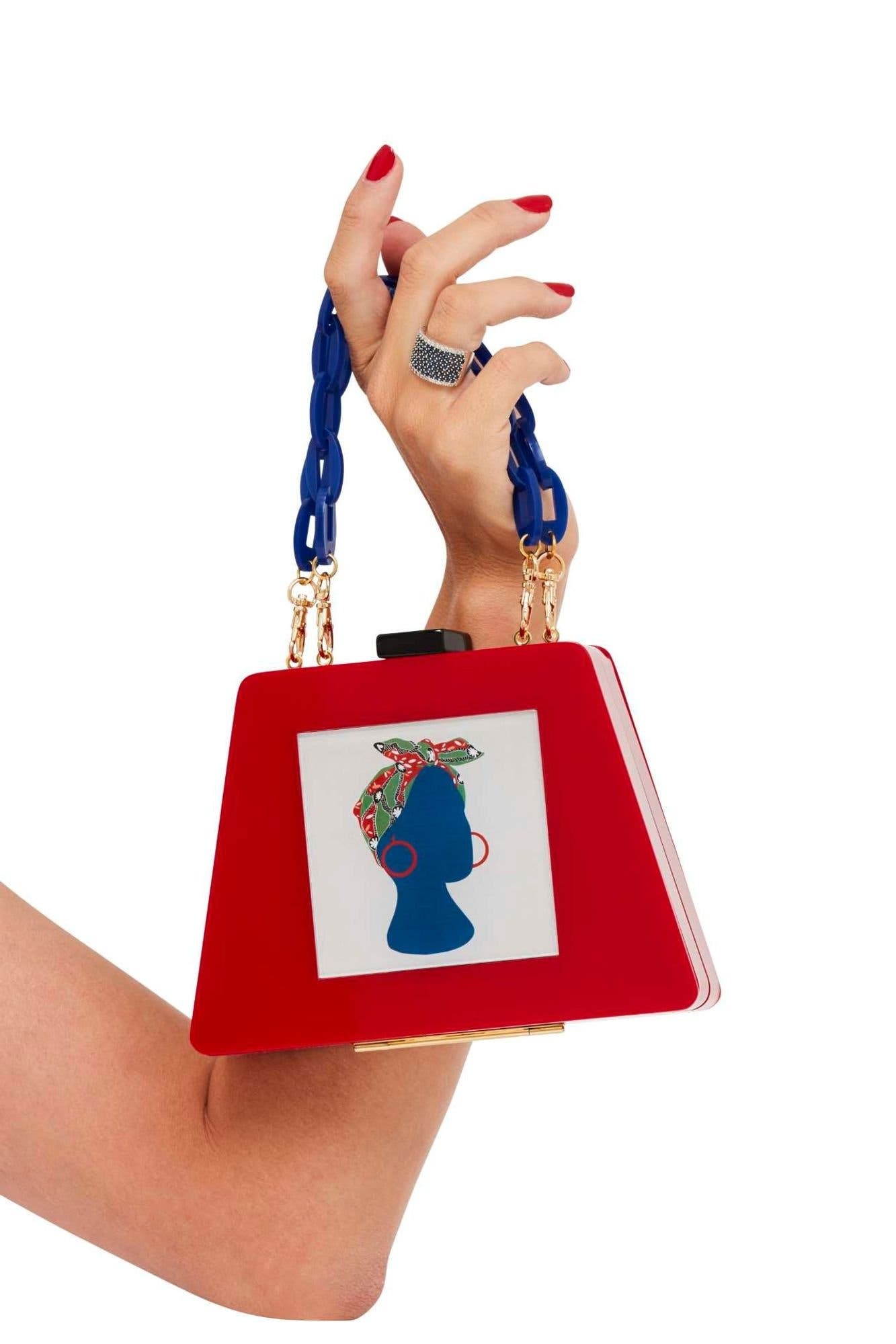 Babi Acrylic Cocktail Clutch, Alternate, color, Red