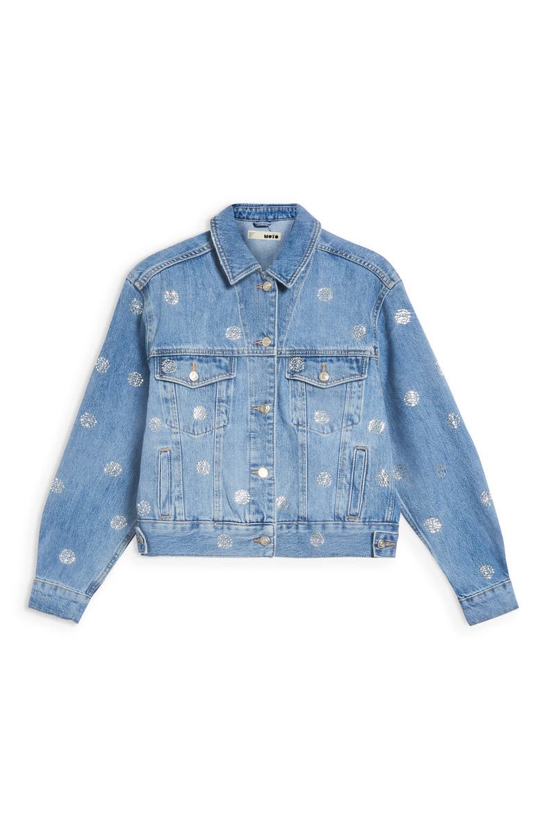 Topshop Diamante Sport Denim Jacket, Alternate, color,