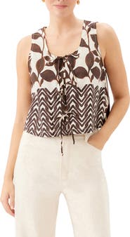FIFTEEN TWENTY Emery Tie Front Sleeveless Cotton Top