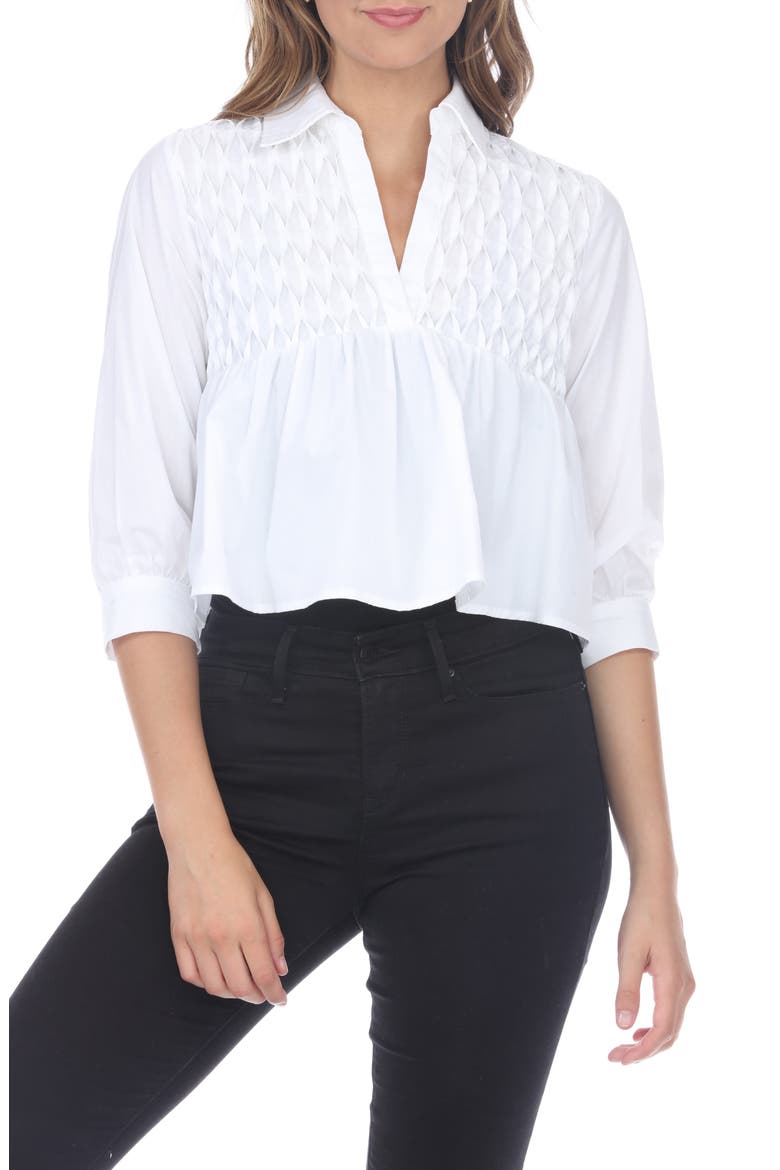 Smocked Babydoll Top, Main, color, WHITE