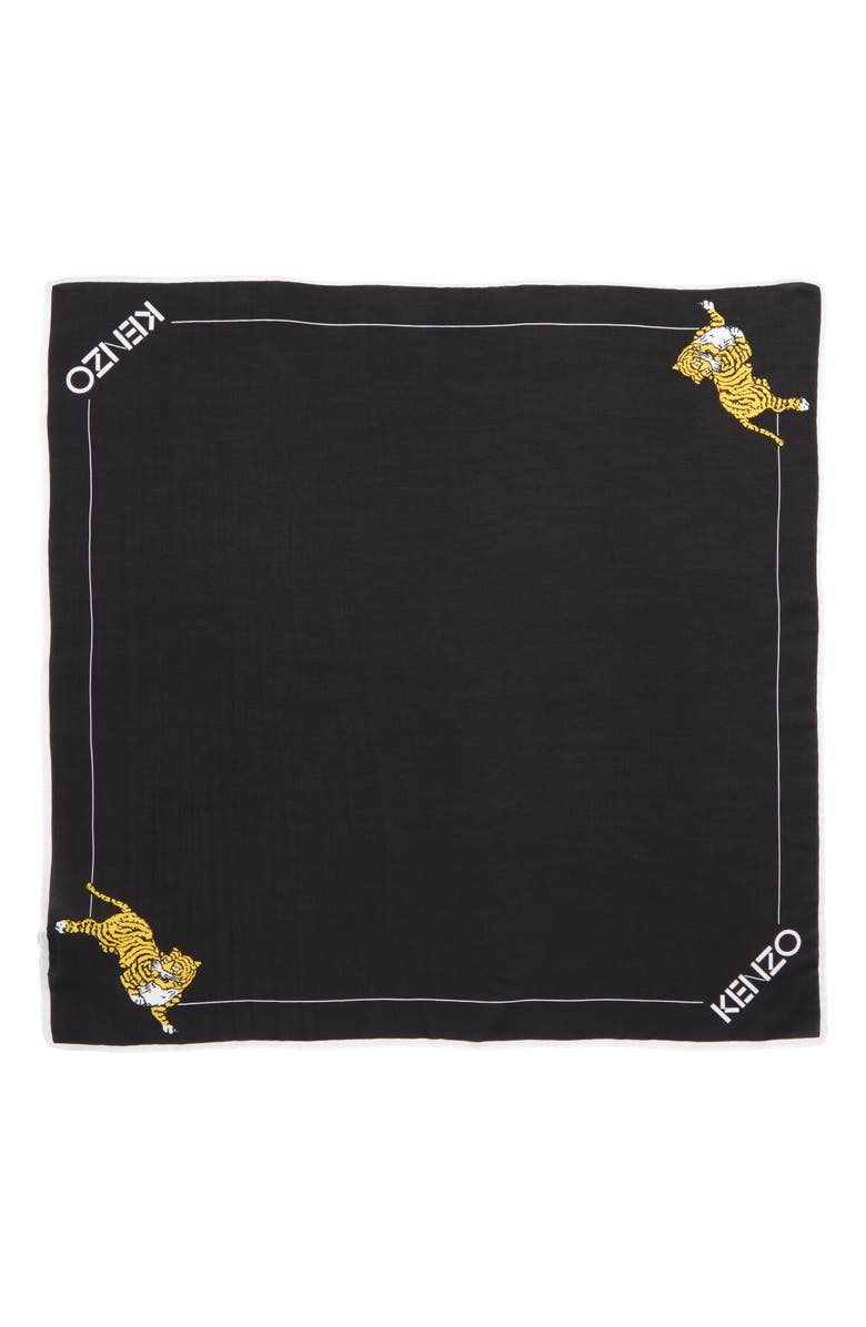 KENZO Walking Tiger Bandana Cotton & Silk Scarf, Main, color, 