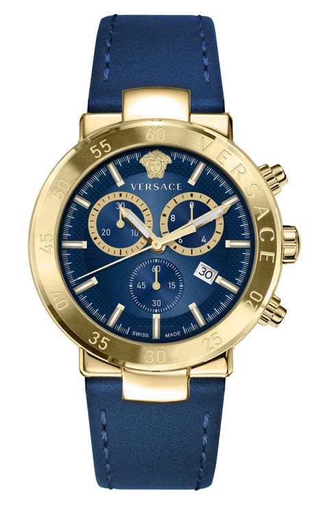 Urban Mystique Chronograph Leather Strap Watch, 43mm