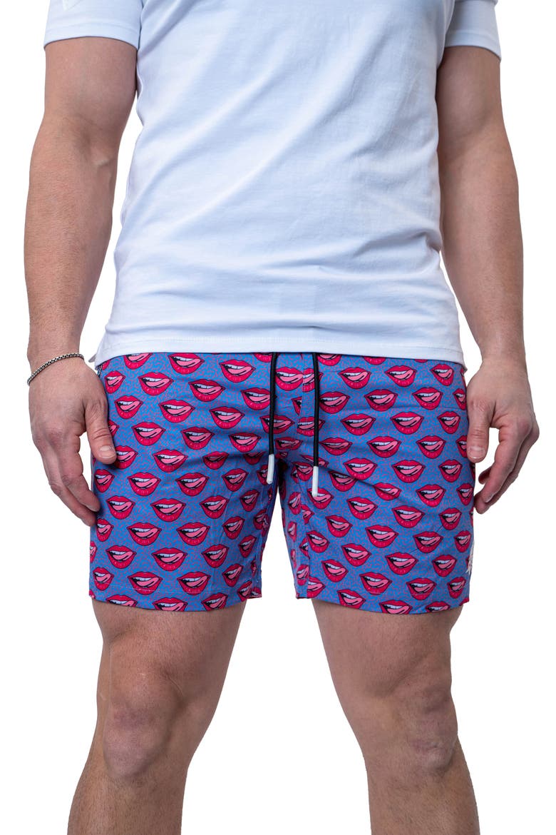 Swim Lion Redlips Swim Trunks, Main, color, BLUE