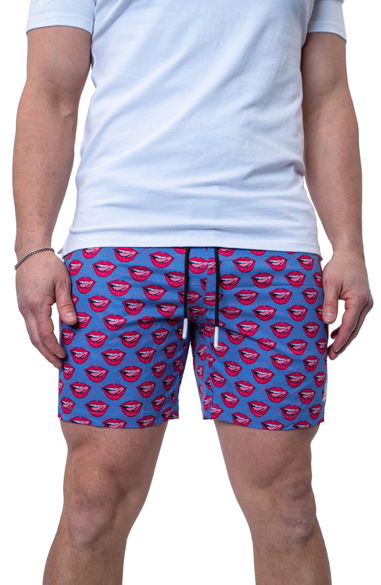 Maceoo Swim Lion Redlips Swim Trunks, Main, color, Blue