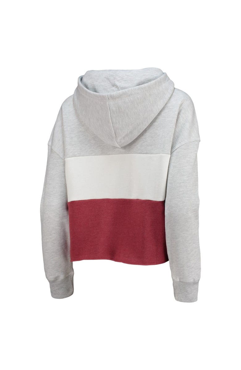 '47 Women's '47 Heathered Gray/Heathered Crimson Alabama Crimson Tide Lizzy Colorblocked Cropped Pullover Hoodie, Alternate, color, 